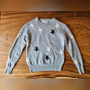 PLY 100% Cashmere Youth Large Gray Sweater with Star Design
